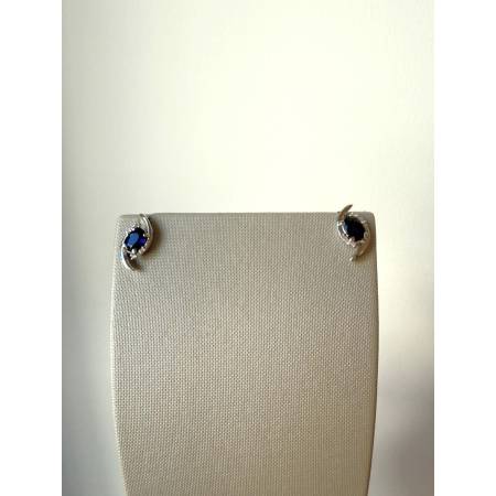 ORECCHINI PG GIOIELLI ZAFFIRO Forma OVALE Con DIAMANTI Oro Bianco 18 Karati 750%