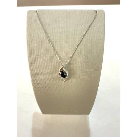COLLANA Puntoluce ZAFFIRO Ovale E DIAMANTI ORO BIANCO 18 KARATI 750% PG Gioielli