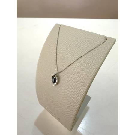 COLLANA Puntoluce ZAFFIRO Ovale E DIAMANTI ORO BIANCO 18 KARATI 750% PG Gioielli