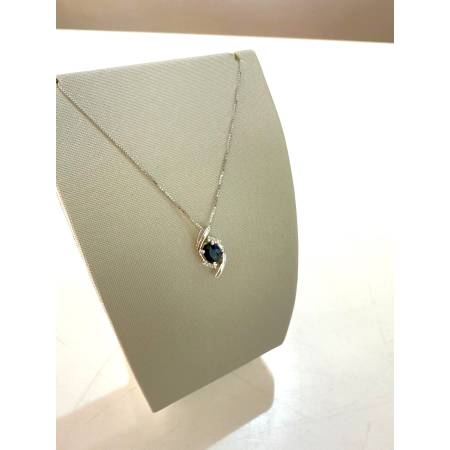 COLLANA Puntoluce ZAFFIRO Ovale E DIAMANTI ORO BIANCO 18 KARATI 750% PG Gioielli