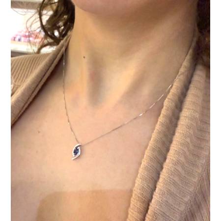 COLLANA Puntoluce ZAFFIRO Ovale E DIAMANTI ORO BIANCO 18 KARATI 750% PG Gioielli
