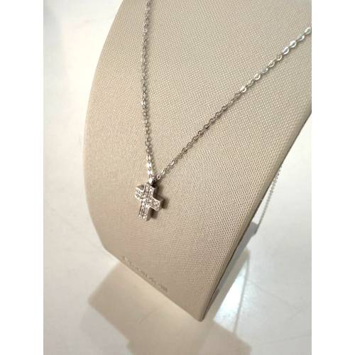 COLLANA CROCE Con DIAMANTI Bianchi...