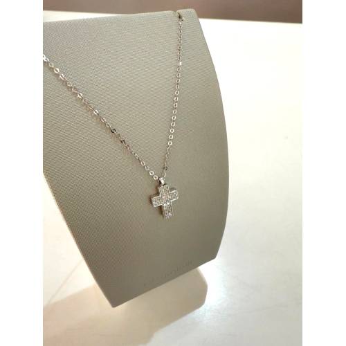 COLLANA CROCE Con DIAMANTI Bianchi...