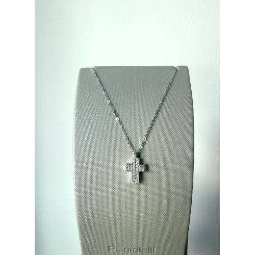 COLLANA CROCE Con DIAMANTI Bianchi...