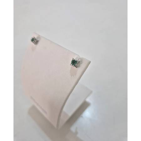 ORECCHINI Donna PG GIOIELLI SMERALDO Con DIAMANTI In Oro Bianco 18 Karati 750%