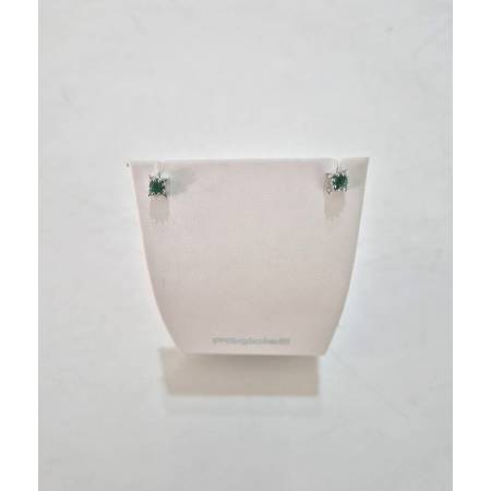 ORECCHINI Donna PG GIOIELLI SMERALDO Con DIAMANTI In Oro Bianco 18 Karati 750%