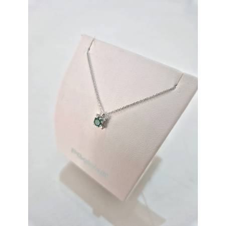 COLLANA SMERALDO E DIAMANTI In Oro Bianco 18 Karati 750% PG GIOIELLI Punto Luce