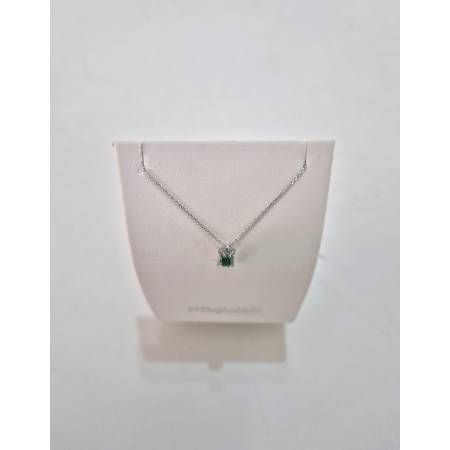 COLLANA SMERALDO E DIAMANTI In Oro Bianco 18 Karati 750% PG GIOIELLI Punto Luce