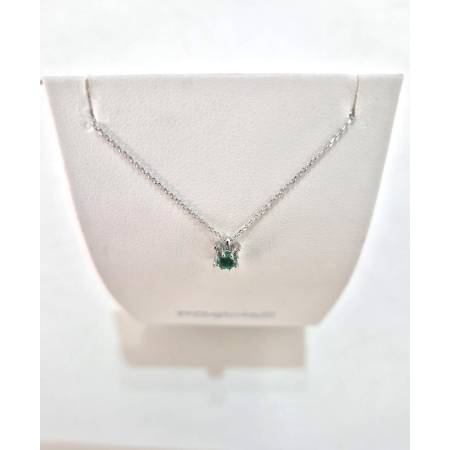 COLLANA SMERALDO E DIAMANTI In Oro Bianco 18 Karati 750% PG GIOIELLI Punto Luce