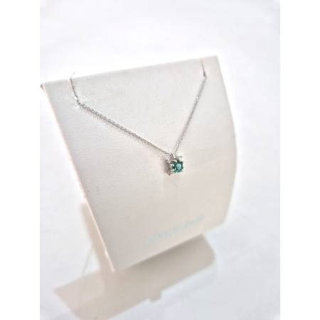 COLLANA SMERALDO E DIAMANTI In Oro Bianco 18 Karati 750% PG GIOIELLI Punto Luce