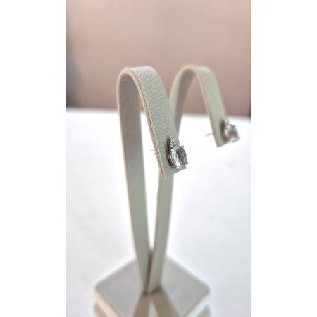 ORECCHINI Con ACQUAMARINA E DIAMANTI PG GIOIELLI ORO BIANCO 18 Karati 750% Ovale