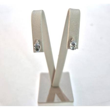 ORECCHINI Con ACQUAMARINA E DIAMANTI PG GIOIELLI ORO BIANCO 18 Karati 750% Ovale