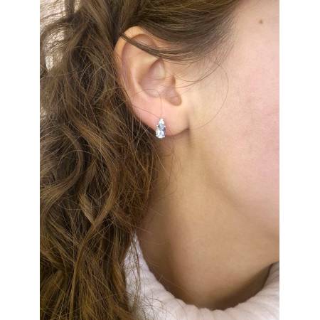 ORECCHINI Con ACQUAMARINA E DIAMANTI PG GIOIELLI ORO BIANCO 18 Karati 750% Ovale