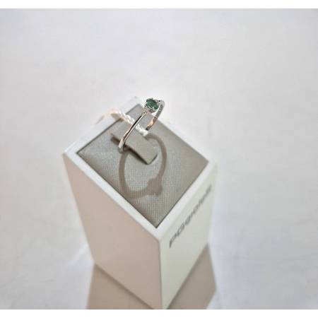 ANELLO Con SMERALDO E DIAMANTI ORO BIANCO 18 KARATI 750% PG Gioielli Solitario