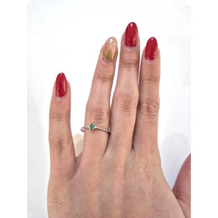 ANELLO Con SMERALDO E DIAMANTI ORO BIANCO 18 KARATI 750% PG Gioielli Solitario