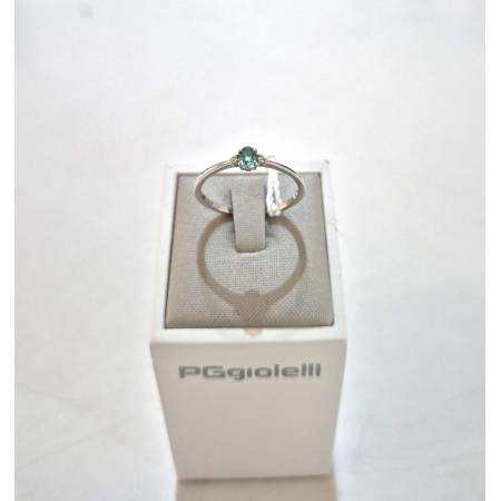 ANELLO Con SMERALDO E DIAMANTI ORO BIANCO 18 KARATI 750% PG Gioielli Solitario