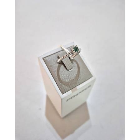 ANELLO Con SMERALDO E DIAMANTI ORO BIANCO 18 KARATI 750% PG Gioielli Solitario
