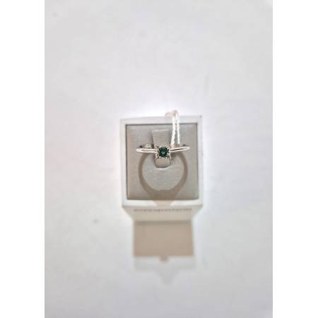 ANELLO Con SMERALDO E DIAMANTI ORO BIANCO 18 KARATI 750% PG Gioielli Solitario