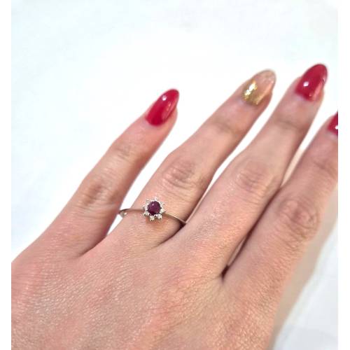 ANELLO SOLITARIO Oro Bianco 18 Karati...