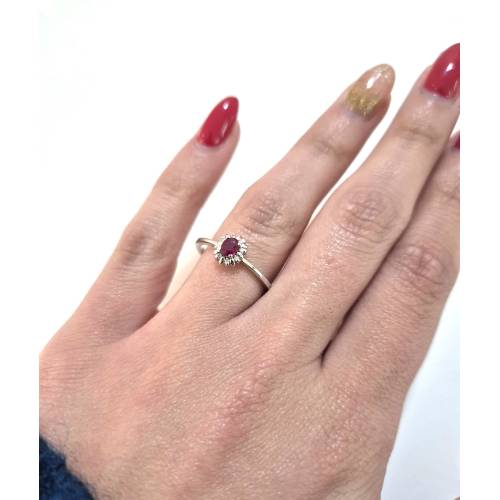 ANELLO SOLITARIO Oro Bianco 18 Karati...