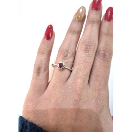 ANELLO SOLITARIO Oro Bianco 18 Karati...