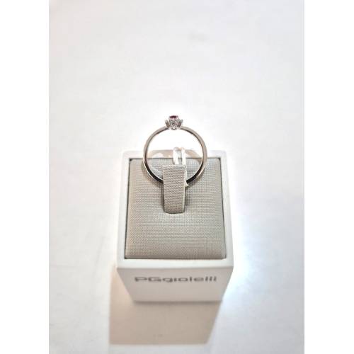 ANELLO SOLITARIO Oro Bianco 18 Karati...