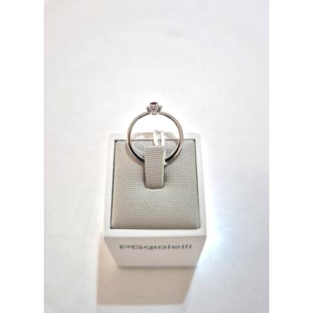 ANELLO SOLITARIO Oro Bianco 18 Karati 750% PG Gioielli RUBINO Ovale E DIAMANTI