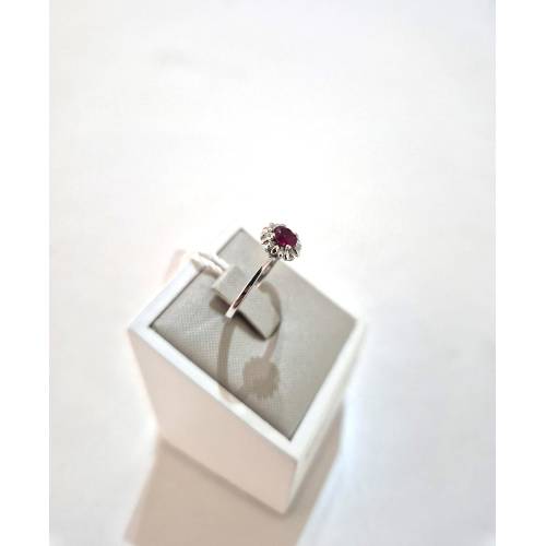 ANELLO SOLITARIO Oro Bianco 18 Karati...