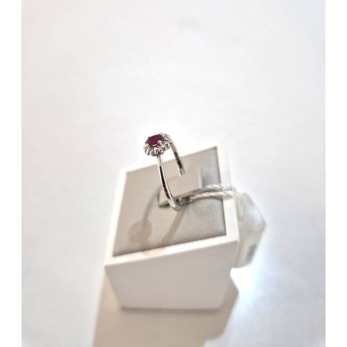 ANELLO SOLITARIO Oro Bianco 18 Karati...