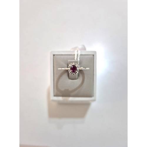 ANELLO SOLITARIO Oro Bianco 18 Karati...