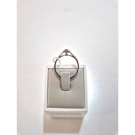 ANELLO SOLITARIO Oro Bianco 18 Karati 750% PG Gioielli RUBINO Tondo E DIAMANTI