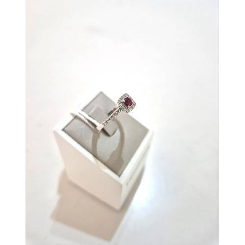 ANELLO SOLITARIO Oro Bianco 18 Karati...