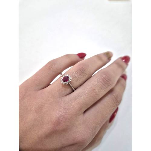 ANELLO SOLITARIO Oro Bianco 18 Karati...