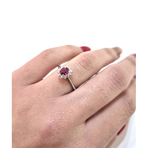 ANELLO SOLITARIO Oro Bianco 18 Karati...