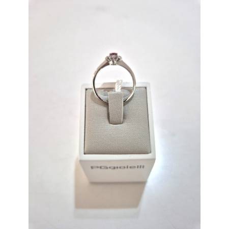 ANELLO SOLITARIO Oro Bianco 18 Karati 750% PG Gioielli RUBINO Ovale E DIAMANTI