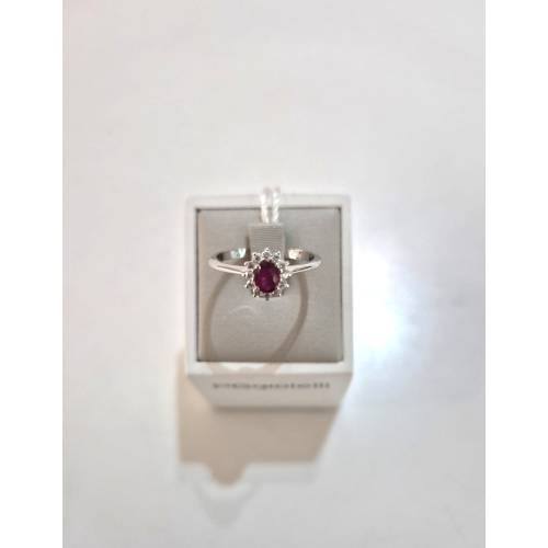 ANELLO SOLITARIO Oro Bianco 18 Karati...