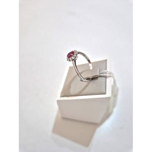 ANELLO SOLITARIO Oro Bianco 18 Karati...