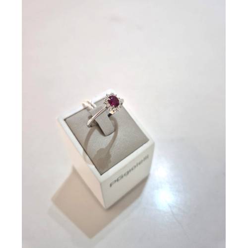 ANELLO SOLITARIO Oro Bianco 18 Karati...