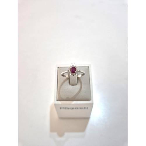 ANELLO SOLITARIO Oro Bianco 18 Karati...