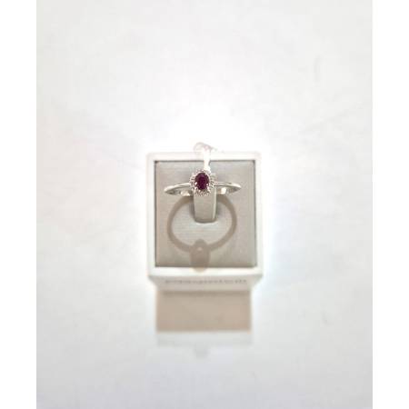 ANELLO SOLITARIO RUBINO Rosso Ovale E DIAMANTI Oro Bianco 18 Kt 750% PG Gioielli