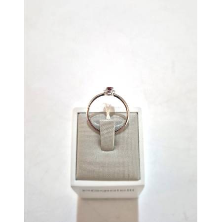 ANELLO SOLITARIO RUBINO Rosso Ovale E DIAMANTI Oro Bianco 18 Kt 750% PG Gioielli