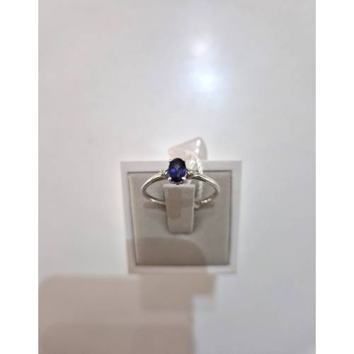 ANELLO SOLITARIO Con ZAFFIRO Blu E...