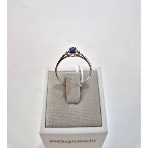 ANELLO SOLITARIO Con ZAFFIRO Blu E...
