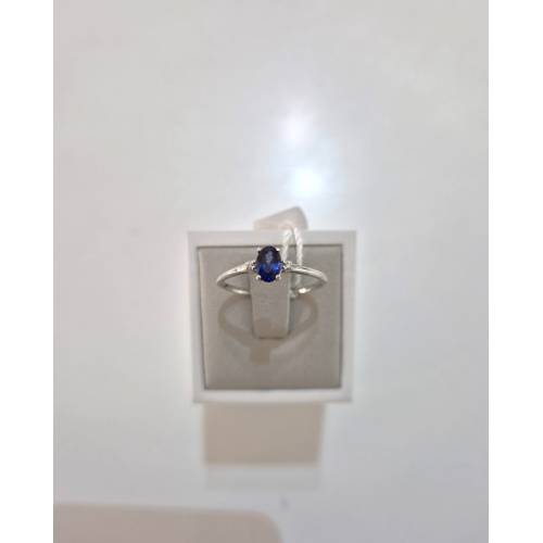 ANELLO SOLITARIO Con ZAFFIRO Blu E...
