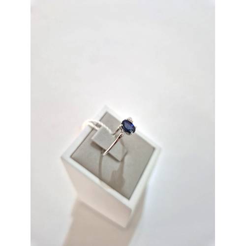 ANELLO SOLITARIO Con ZAFFIRO Blu E...