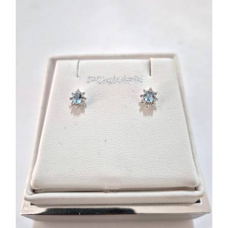ORECCHINI Con ACQUAMARINA E DIAMANTI PG GIOIELLI ORO BIANCO 18 karati 750% Ovale