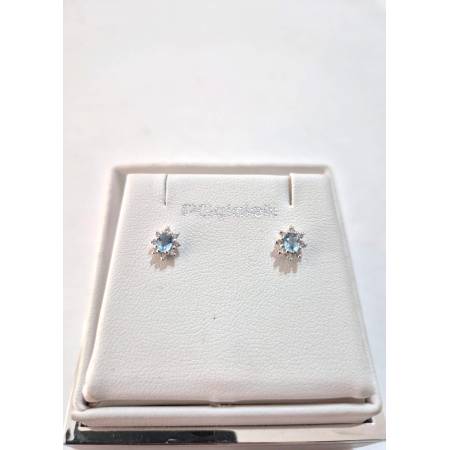 ORECCHINI Con ACQUAMARINA E DIAMANTI PG GIOIELLI ORO BIANCO 18 karati 750% Ovale