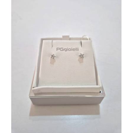 ORECCHINI PG GIOIELLI DIAMANTI Punto Luce Forma A STELLA In ORO BIANCO 18 KT 750
