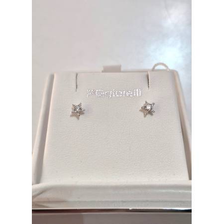 ORECCHINI PG GIOIELLI DIAMANTI Punto Luce Forma A STELLA In ORO BIANCO 18 KT 750