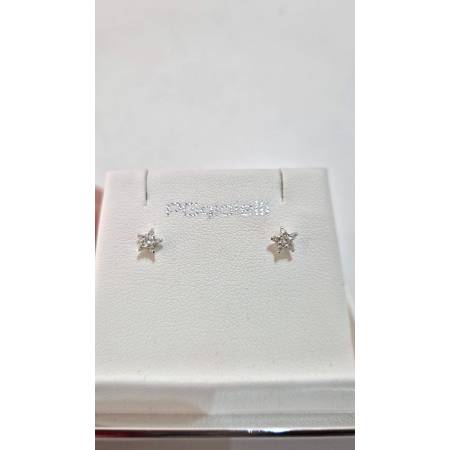 ORECCHINI PG GIOIELLI DIAMANTI Punto Luce Forma A STELLA In ORO BIANCO 18 KT 750